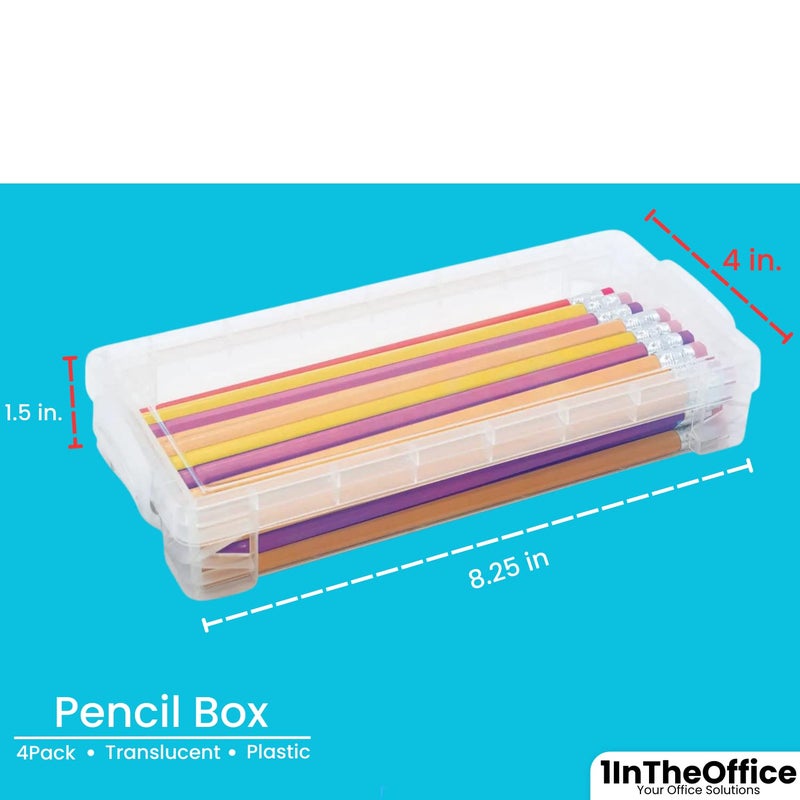 1إن ذا أوفيس صندوق أقلام 1InTheOffice، شفاف قابل للتكديس، مقاس 8.25 × 1.5 × 4 بوصات، (4 عبوات) - Image 3